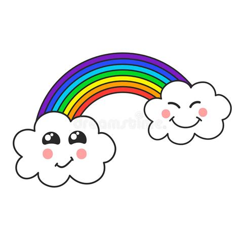 Rainbow And Cloud Cute Illustration Svg File