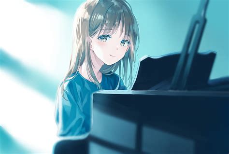 2024 Instrument Anime Girl Piano Music Long Hair Sunlight Anime