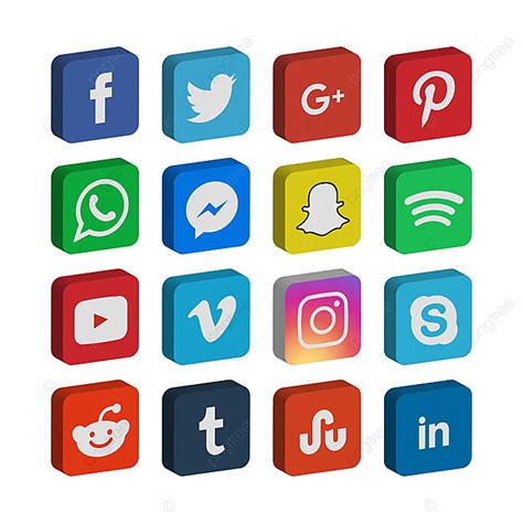 3d Collection Of Social Media Icon Template Vector Social Icons 3d