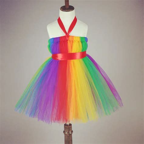 Princess Tutu Kids Baby Girls Rainbow Dress Festival Birthday Christmas