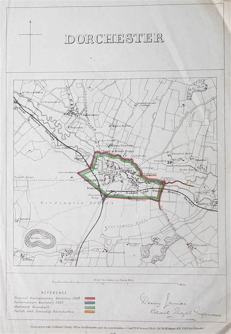 Antique Town Map Of Dorchester Dorset Dated 1868 For Sale