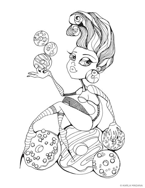 Pin Up Girl Coloring Pages For Adults Sketch Coloring Page
