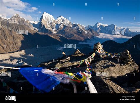 View From Gokyo Ri 5300 Metres Dudh Kosi Valley Solu Khumbu Everest
