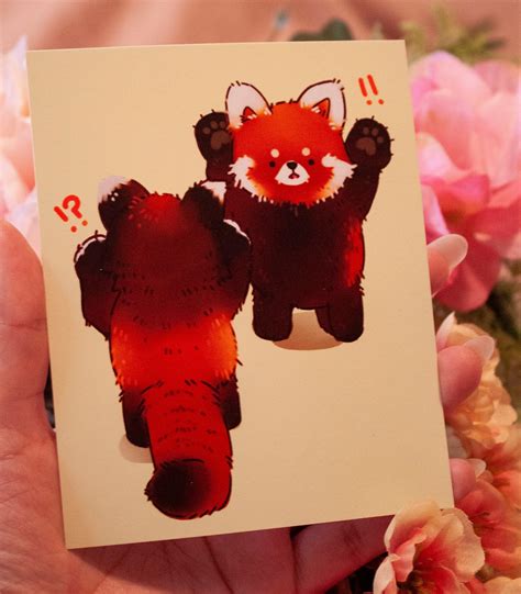 Red Panda Paws Mini Print 7 X 5 In Etsy