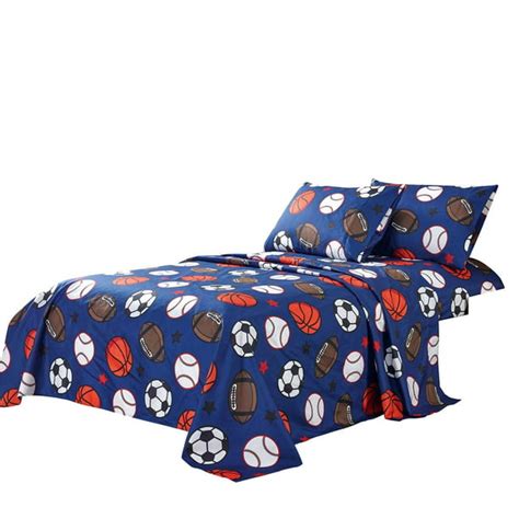 Wpm Kids Collection Bedding 4 Piece Blue Full Size Sheet Set Flat