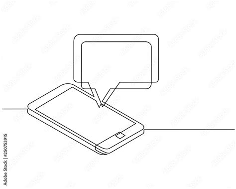 Vecteur Stock Continuous Line Drawing Of Chat Message On Smartphone