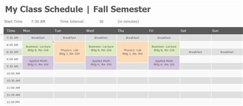 College Class Schedule Template Awesome Top 3 College Class Schedule