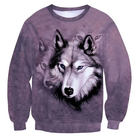 Fashion Men Sweatshirts 3d Animal Print New Tie Dye Cool Wolf Graphic