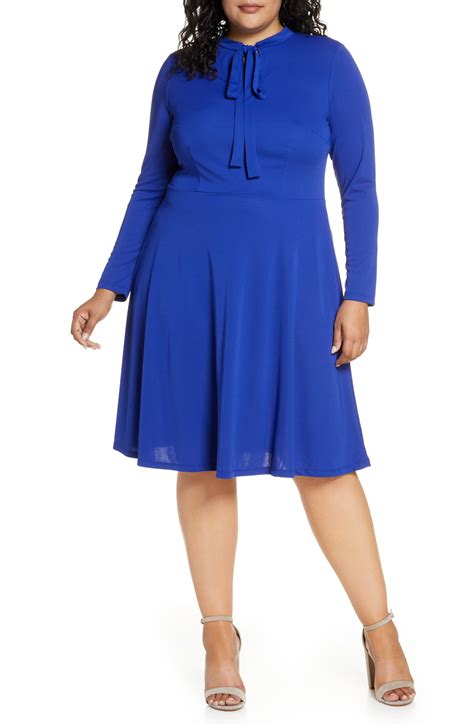 Eloquii Tie Neck Long Sleeve Dress Plus Size Nordstrom