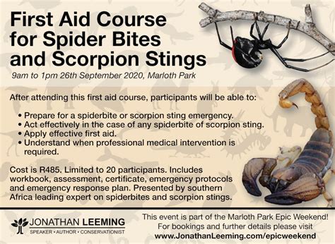 Spiderbite And Scorpion Sting First Aid Course JonathanLeeming Com