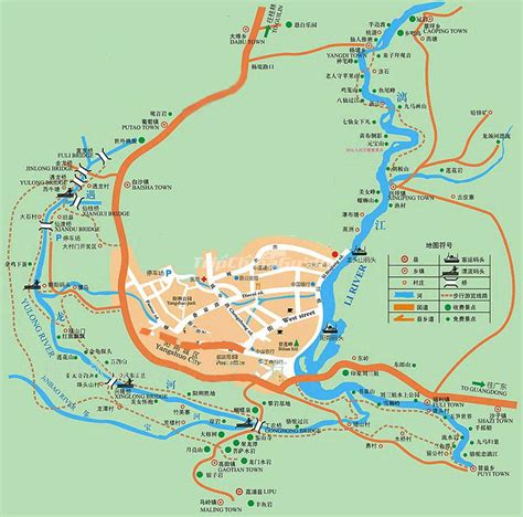Li River And Yulong River Map Yangshuo Maps China