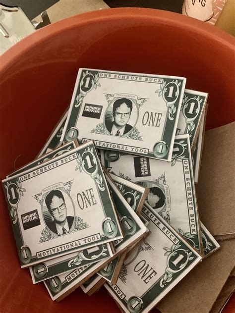 My kids are obsessed with earning Schrute Bucks for doing various