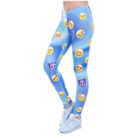 Buy Hot Sale Women Leggings Emoji Blue 3d Print Slim
