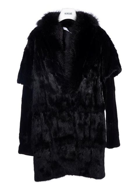 Versace Black Fur Coat With Long Hairs And Labels Furs Costume