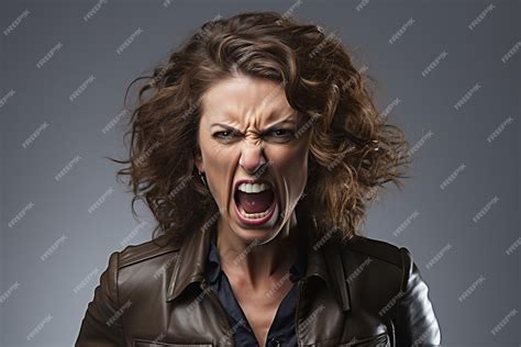 Premium Ai Image Angry Mom In Rage Isolated On Black Background Generative Ai