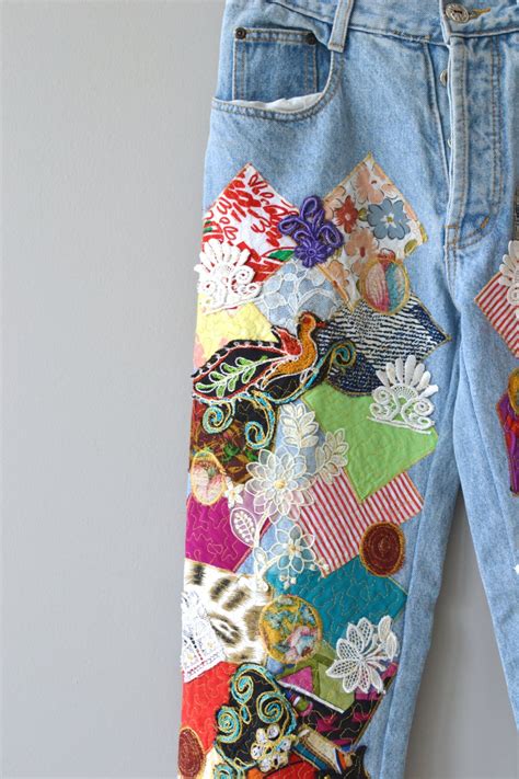 Happy Patchwork Jeans Vintage 1980s Denim High Waist 80s Etsy