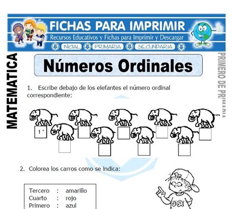 Numeros Ordinales Para Primero De Primaria Fichas Para 75d