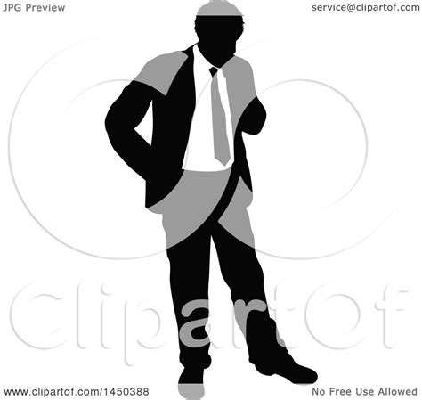 Clipart Graphic Of A Black And White Silhouetted Business