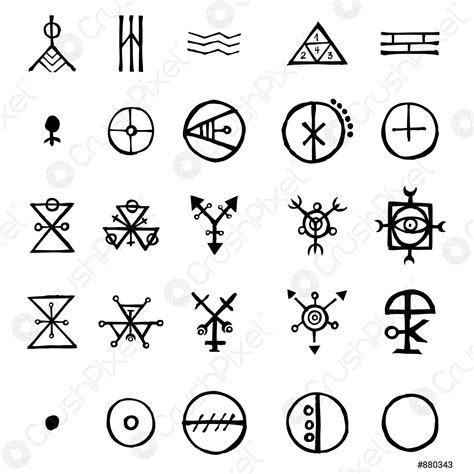 Set Of Alchemical Symbols Isolated On White Background Hand Drawn