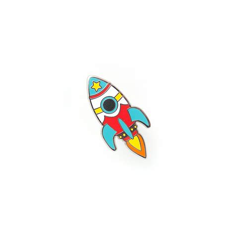 Bright Retro Rocket Enamel Pin Hard Enamel Pin Cloisonné Spaceship