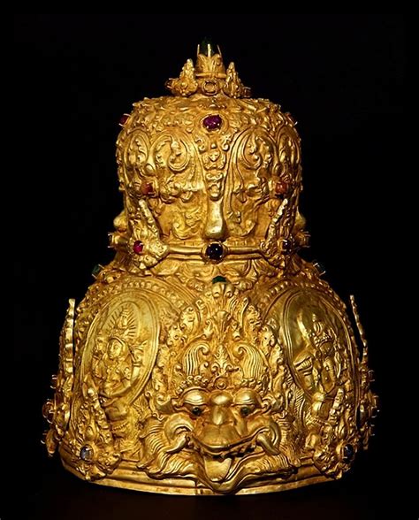 ancient crown with kirtimukha and deities gold java 10th century tiara royal jewels royal