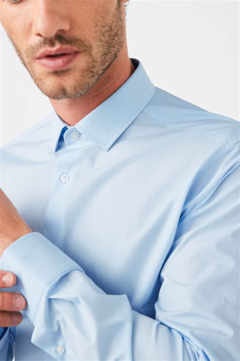 Buy Blue Slim Fit Easy Care Single Cuff Shirts 3 Pack From The Next Uk