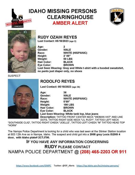 Amber Alert Nampa Police Ask For Help Finding 2 Year Old Boy Last Seen At Gas Station