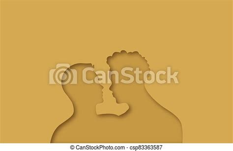 Interracial Gay Men Couple Paper Cut Gay Men Together In Realistic 3d