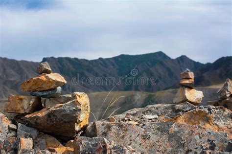 Inuksuk In Siberian Altai Mountains Stock Image Image Of Hill
