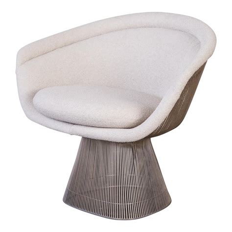 Platner Collection For Knoll Lounge Chair In White Bouclé Chairish