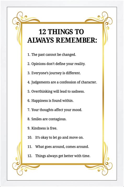 12 Things To Always Remember Sign Inspirational Wall Art Office Wall