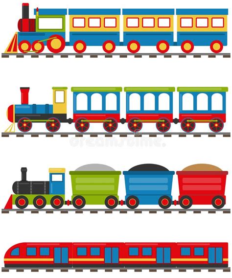 Cartoon Train With Carriages A Cartoon Railway With A Locomotive And