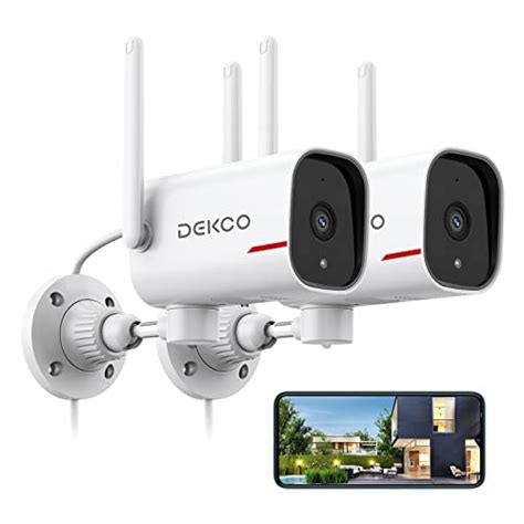 Dekco 2 Pack Outdoor Security Camera With 2k Color Night Vision Pan