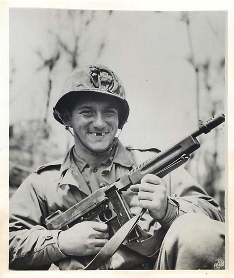 1945 Us Marine Poses With His M1928a1 Thompson Submachine Gun On