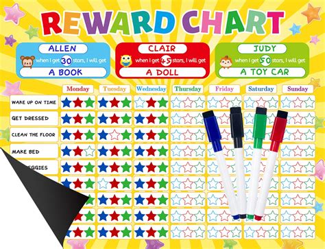 Magnetic Chore Chart For Multiple Kids Responsibility Chart Good