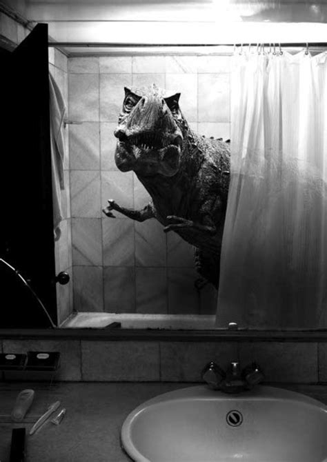 scary funny creepy horror mirror dinosaur bathtub what s behind you faithundscience