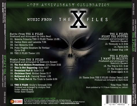 The X Files A 20th Anniversary Celebration Music Composed By Mark S
