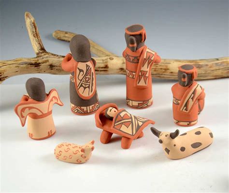 Jeanette Pecos Jemez Pottery Nativity Set Native American Art