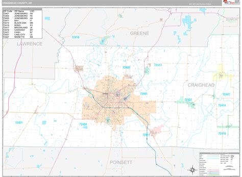 Craighead County Ar Wall Map Premium Style By Marketmaps Mapsales
