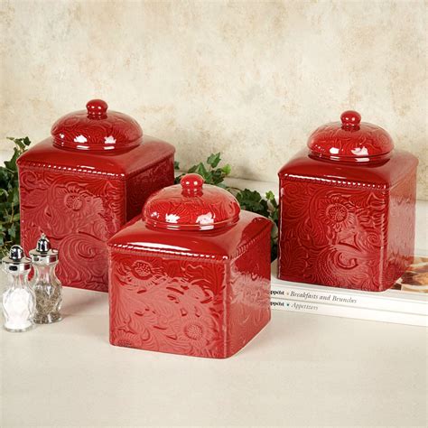 Savannah Red Kitchen Canister Set