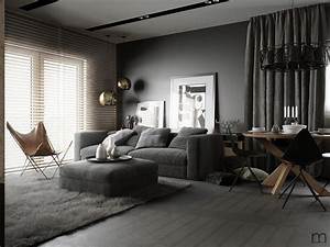  Flat Minimalism Interior Small Apartments Sectional Couch