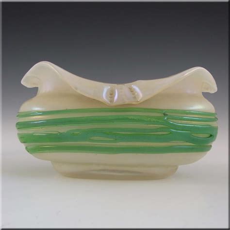 Kralik Art Nouveau Iridescent Green Trailed Glass Vase £100 00