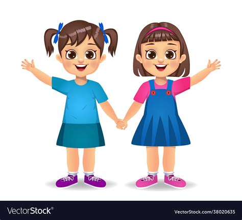cute girl holding hands together royalty free vector image