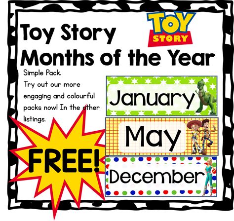 FREE DOWNLOAD Toy Story Months of the Year themed Classroom Decor | Disney themed classroom ...