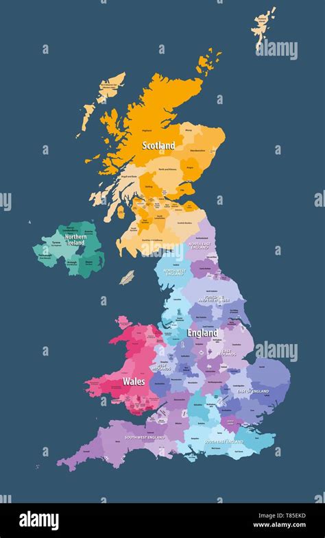 Political Map Of United Kingdom With Regions Vector Image Images