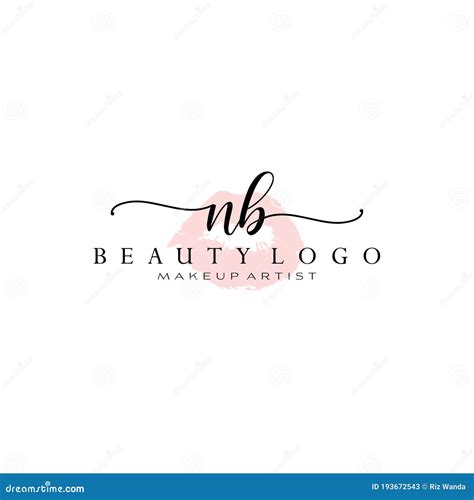 Letter Nb Watercolor Lips Premade Logo Design Logo For Makeup Artist