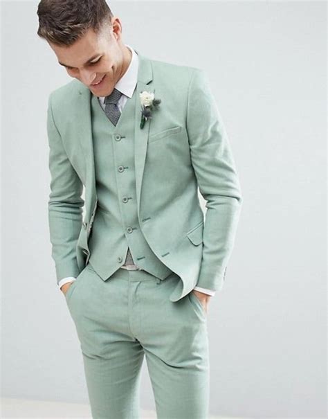 Men Suits Sage Green 3 Piece Slim Fit Elegant Formal Fashion Etsy