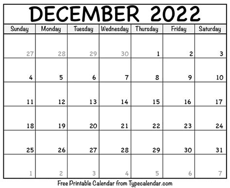 Free Printable December Calendar 2022 Telegraph