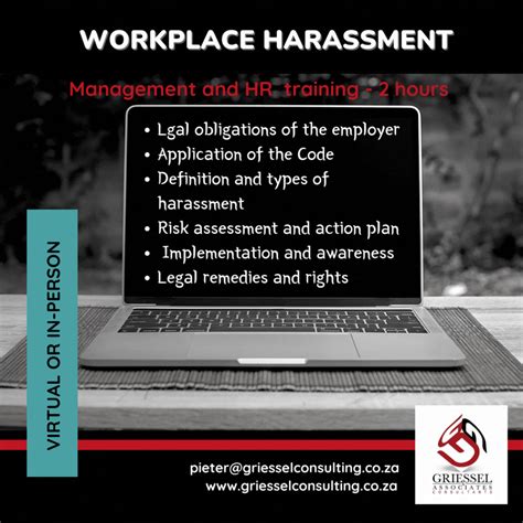 Workplace Harassment Management Obligations Griessel Consulting