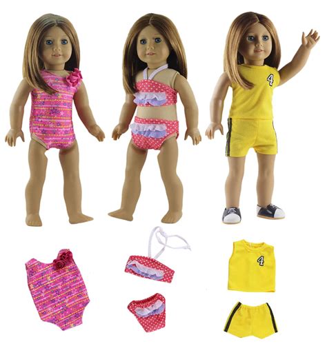 new 3 set doll clothes different style for 18 american girl doll swimsuit sportswear in dolls